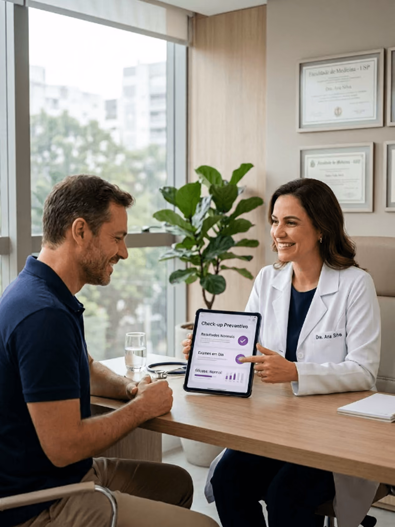 Médico e paciente em consulta preventiva
